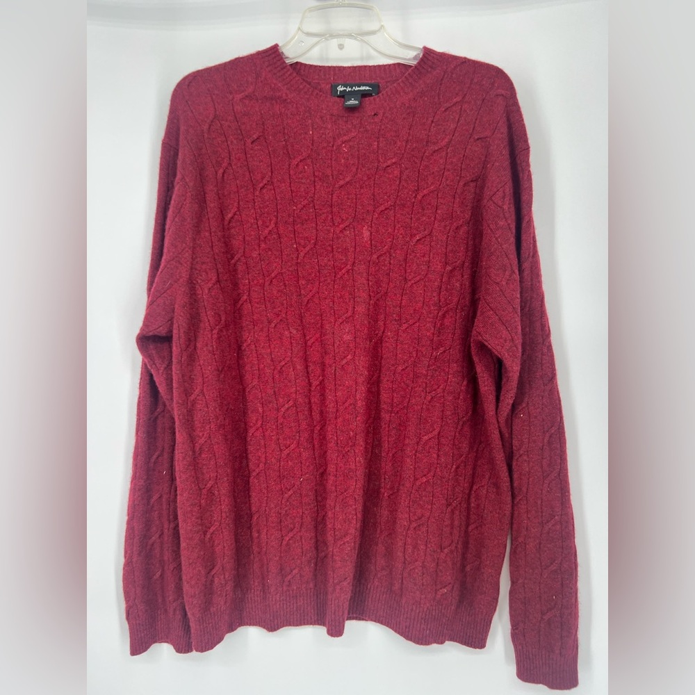 John W Nordstrom burgundy cashmere Cable Knit Sweater read